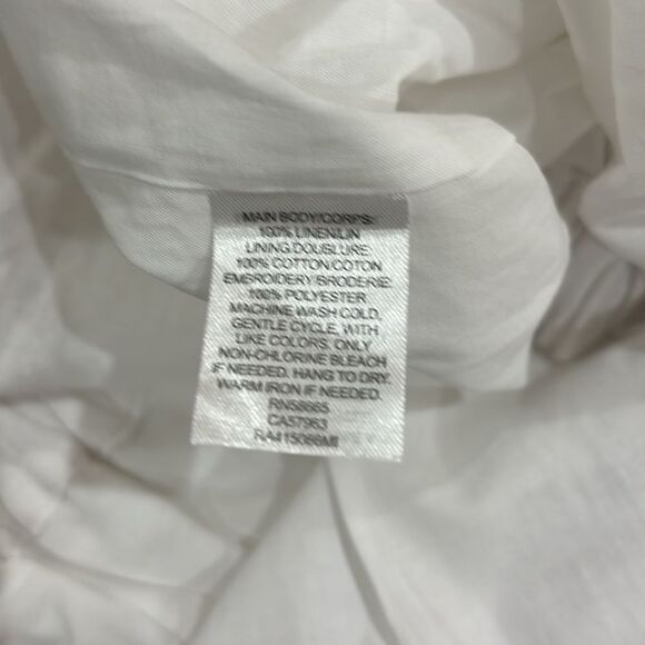 Rachel Parcell White Eyelet Linen Button Front Skirt - L - Picture 12 of 16